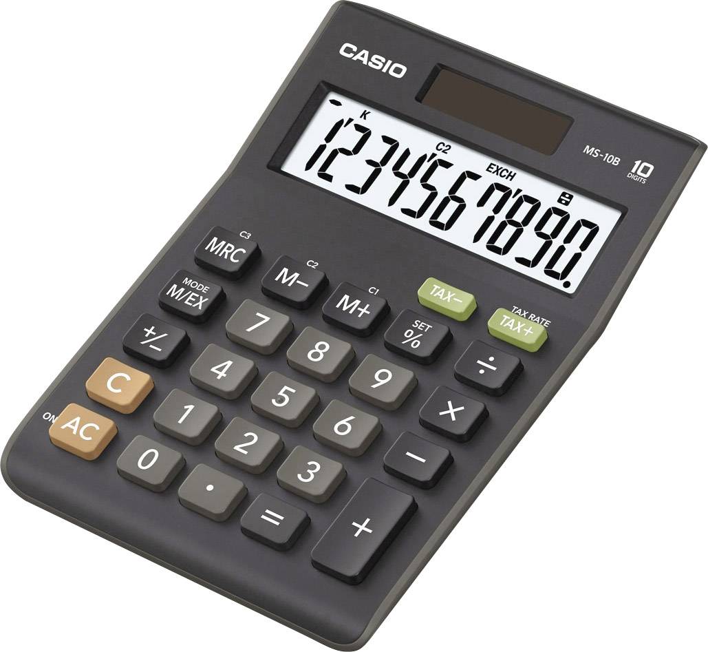 Casio MS-10B Calcolatrice da tavolo Nero Display (cifre): 10 a energia solare, a batteria (L x A x P) 103 x 29 x 147 mm
