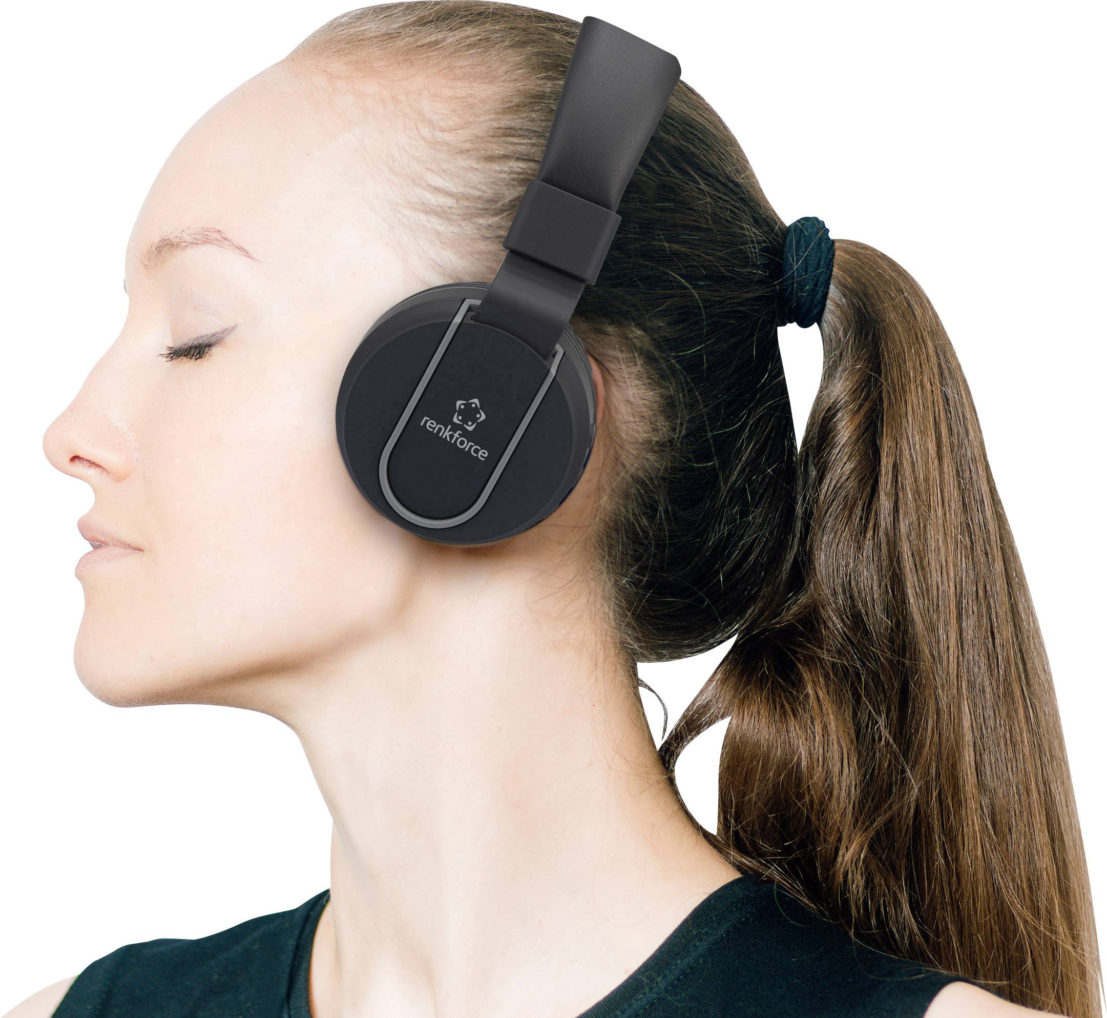 Acquista Renkforce RF-BTK-100 Cuffie On Ear Bluetooth, via cavo Nero,  Grigio headset con microfono, pieghevole
