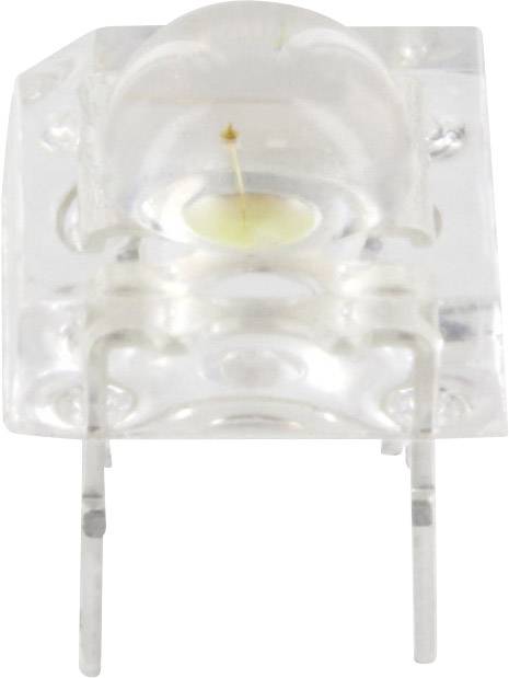 Un LED chiaro con corpo rettangolare e due connettori metallici per l'alimentazione elettrica. Adatto per applicazioni elettroniche.