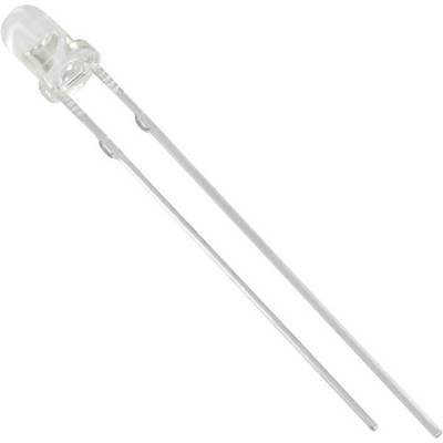 Un LED trasparente con due lunghi fili di connessione che può essere utilizzato per saldatura o inserimento in una scheda elettronica.