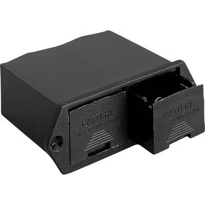 Vano batteria nero con coperchio ribaltabile e la scritta 'BATTERY LIFT TO WITHDRAW'.