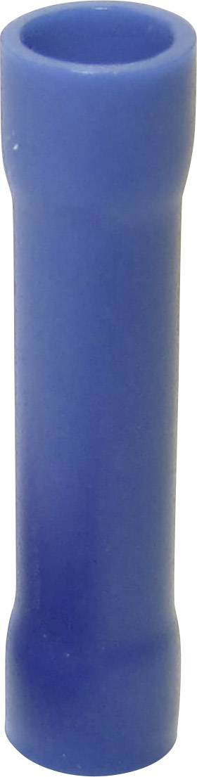 Connettore cilindrico blu in plastica, probabilmente un capocorda o un connettore elettrico, per un collegamento sicuro dei fili.