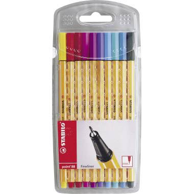 STABILO 8810-1 STABILO point 88 Pennarello punta fine N/A Porpora, Verde ghiaccio, Giallo, Azzurro, Viola, Verde oliva, Rosa, Rosso, Blu turchese, Violetto 0.4 mm 10 pz.