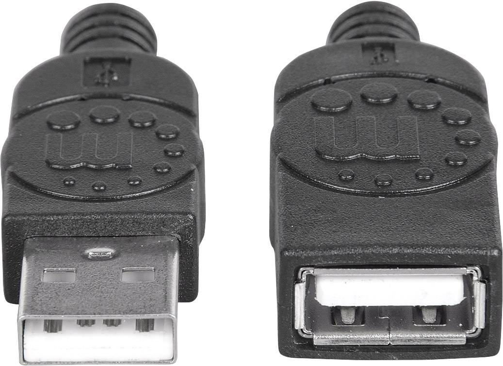 Due spine USB nere in primo piano. A sinistra un connettore USB-A, a destra un socket USB-A. Entrambi hanno impugnature con nervature.