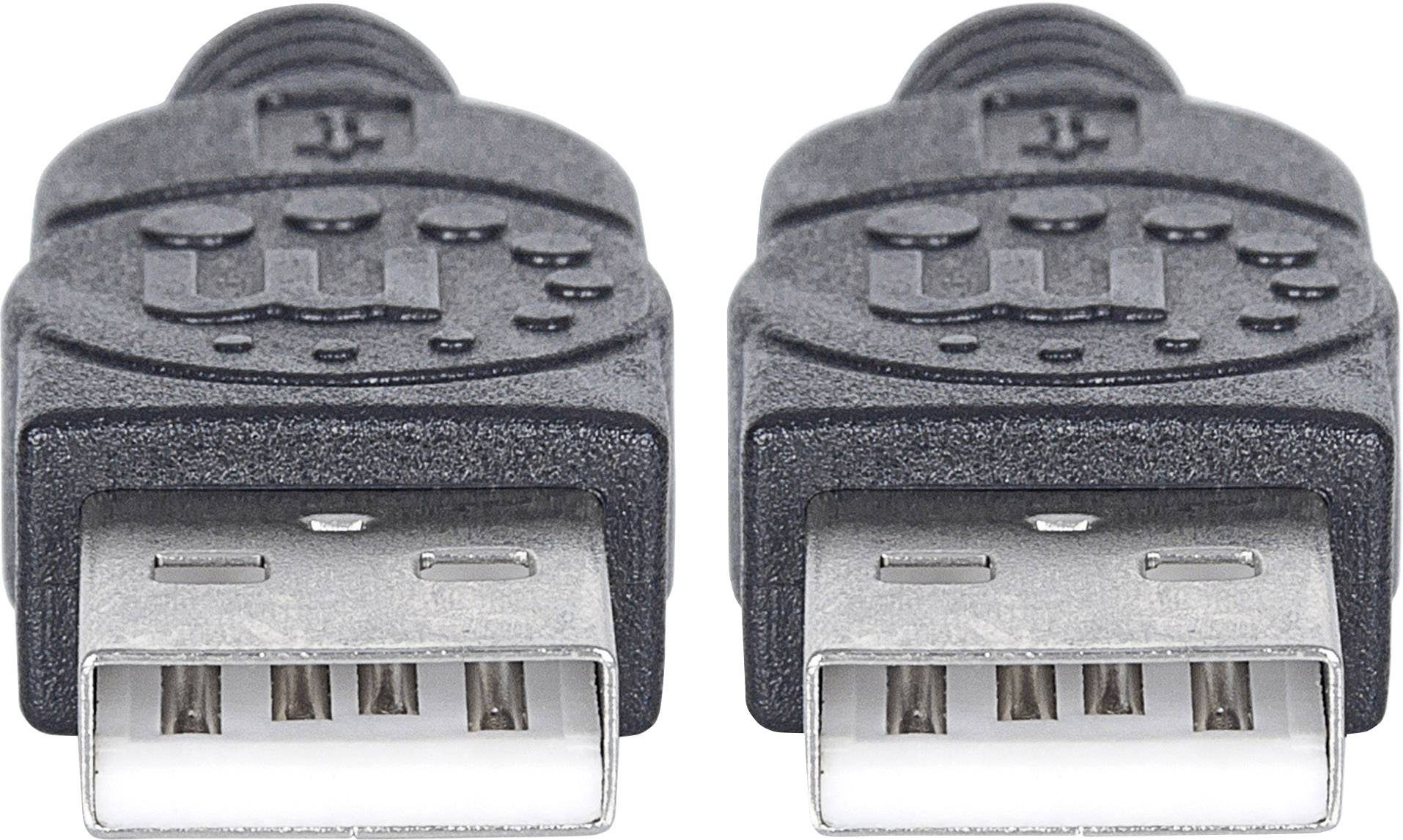 Due spine USB-A identiche con involucri in plastica nera, una accanto all'altra.