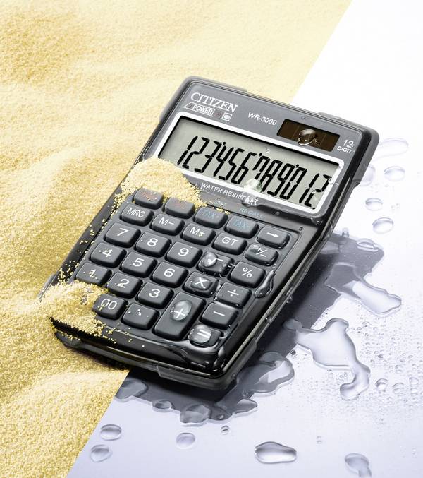 Citizen Office WR-3000  Calcolatrice da tavolo Nero Display (cifre): 12 a energia solare, a batteria (L x A x P) 106 x 38 x 152 mm