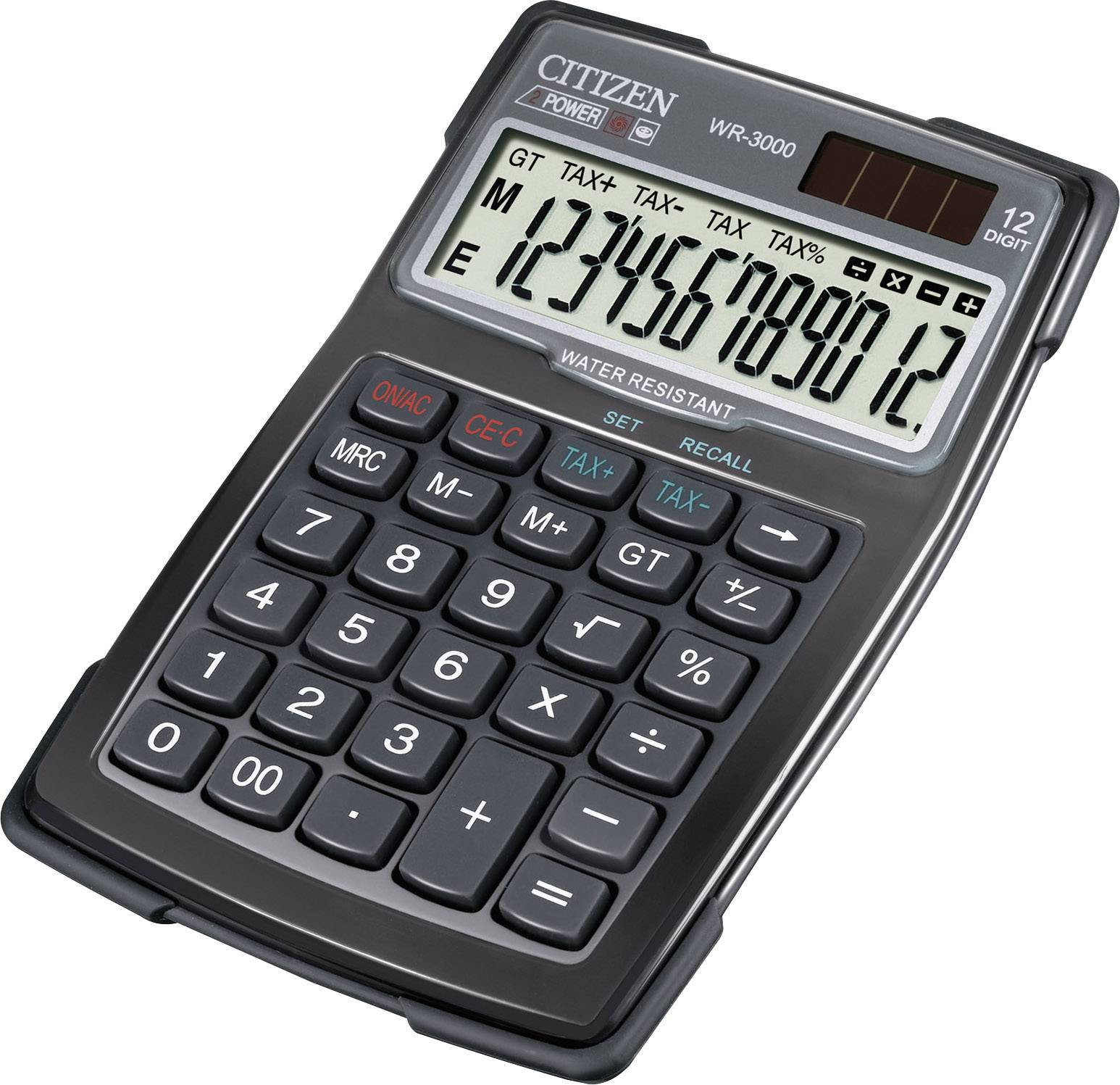 Citizen Office WR-3000 Calcolatrice da tavolo Nero Display (cifre): 12 a energia solare, a batteria (L x A x P) 106 x 38-1