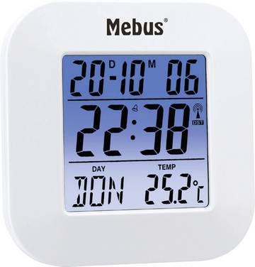 Mebus  51511  Radiocontrollato  Sveglia  Bianco      Display grande