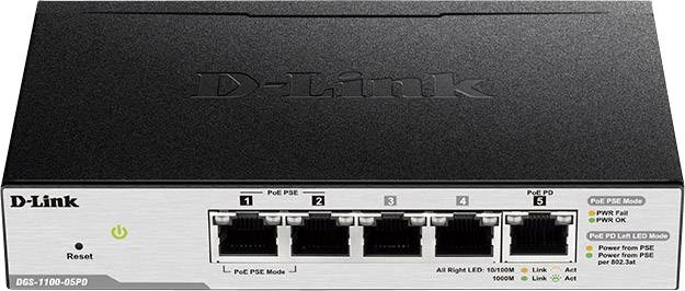 D-Link DGS-1100-05PD Switch di rete 1 GBit/s Funzione PoE