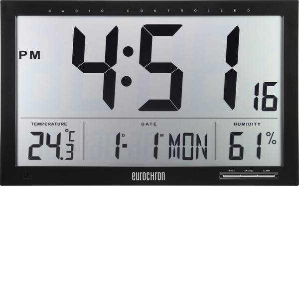 Orologi da parete - Eurochron EFWU Jumbo 100 Radiocontrollato Orologio da parete 370 mm x 230 mm x 30 mm Nero - Orologi da parete - Eurochron EFWU Jumbo 100 Radiocontrollato Orologio da parete 370 mm x 230 mm x 30 mm Nero -