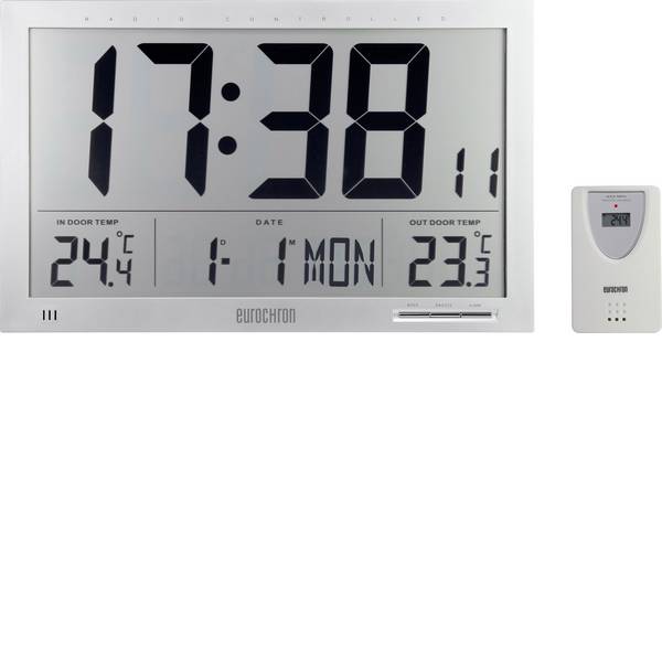 Orologi da parete - Eurochron EFWU Jumbo 102 Radiocontrollato Orologio da parete 370 mm x 230 mm x 30 mm Argento - Orologi da parete - Eurochron EFWU Jumbo 102 Radiocontrollato Orologio da parete 370 mm x 230 mm x 30 mm Argento -