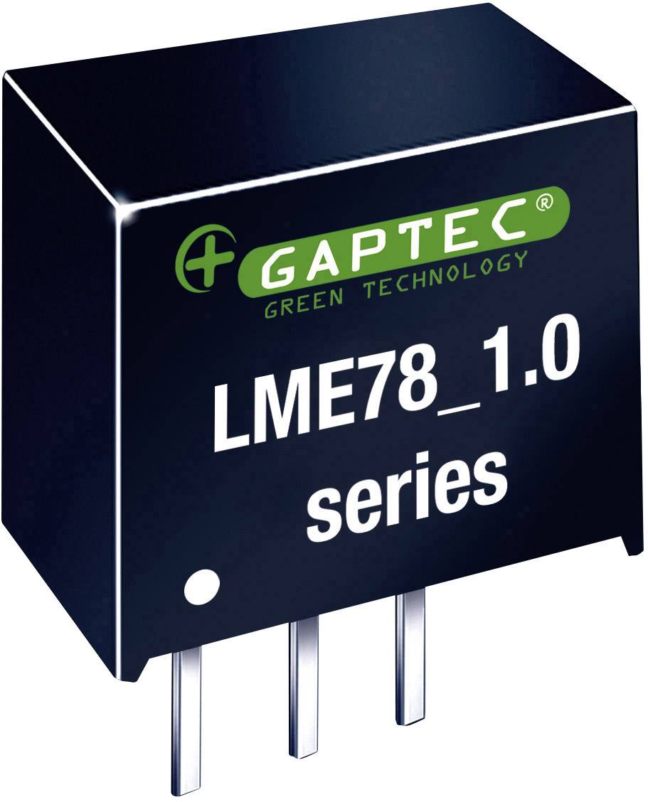 Componente elettronica in bianco e nero di GAPTEC, contrassegnata con 'LME78_1.0 series', con tre terminali e riportante la scritta 'Green Technology'.