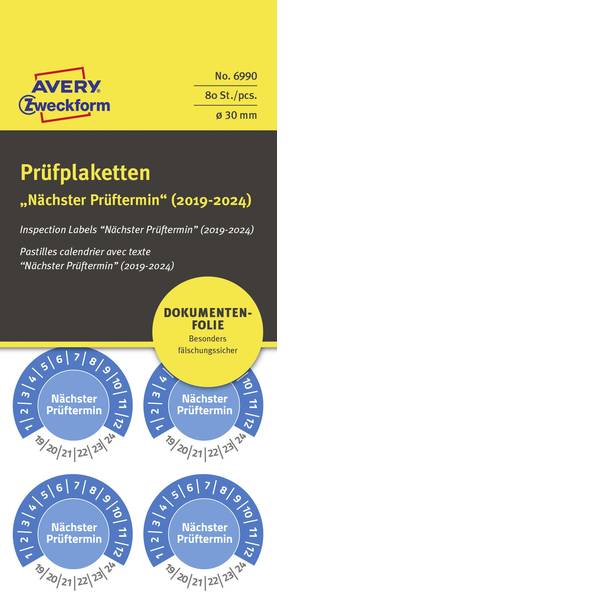 Targhette d`ispezione - Targhetta ispezione Nächster Prüftermin 2019-2024 Blu Pellicola adesiva (Ø) 30 mm 30 mm 80 pz. - Targhette d`ispezione - Targhetta ispezione Nächster Prüftermin 2019-2024 Blu Pellicola adesiva (Ø) 30 mm 30 mm 80 pz. -