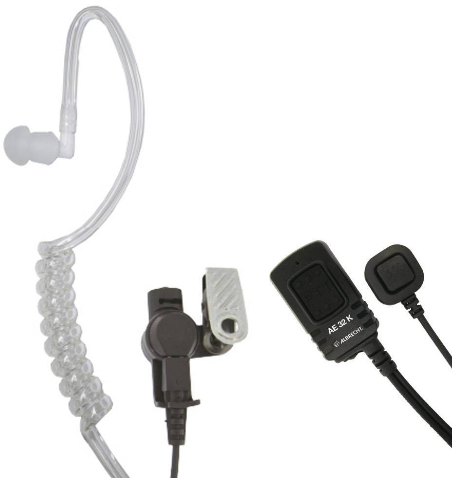 Auricolari con archetto trasparente e cavi, collegati a una spina nera.