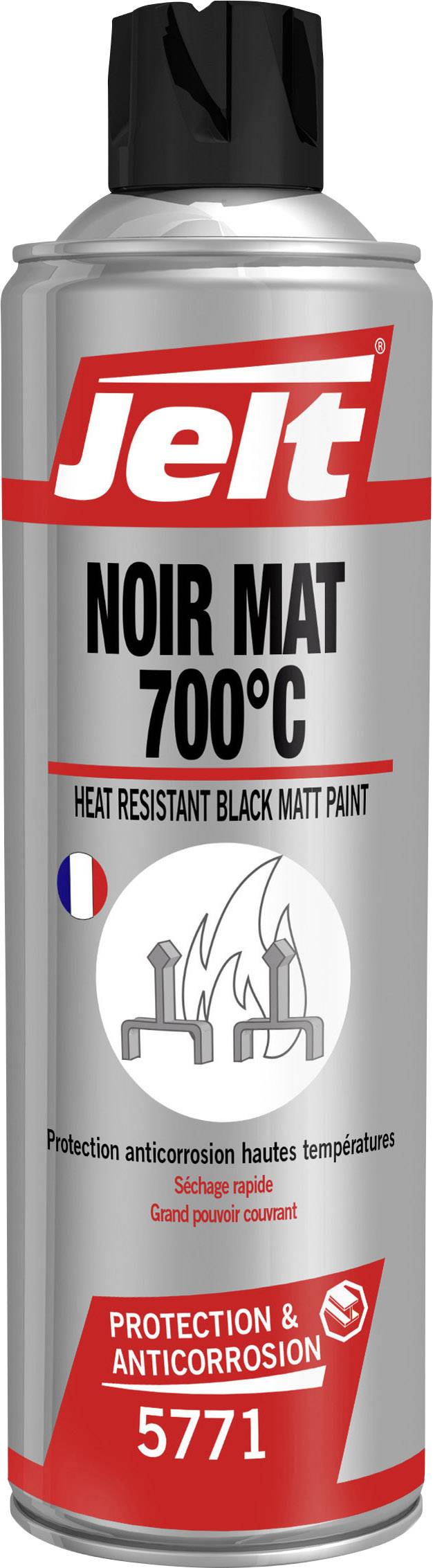 Spray can di vernice nera, opaca, resistente al calore fino a 700°C. Adatta per un'elevata protezione anticorrosione.