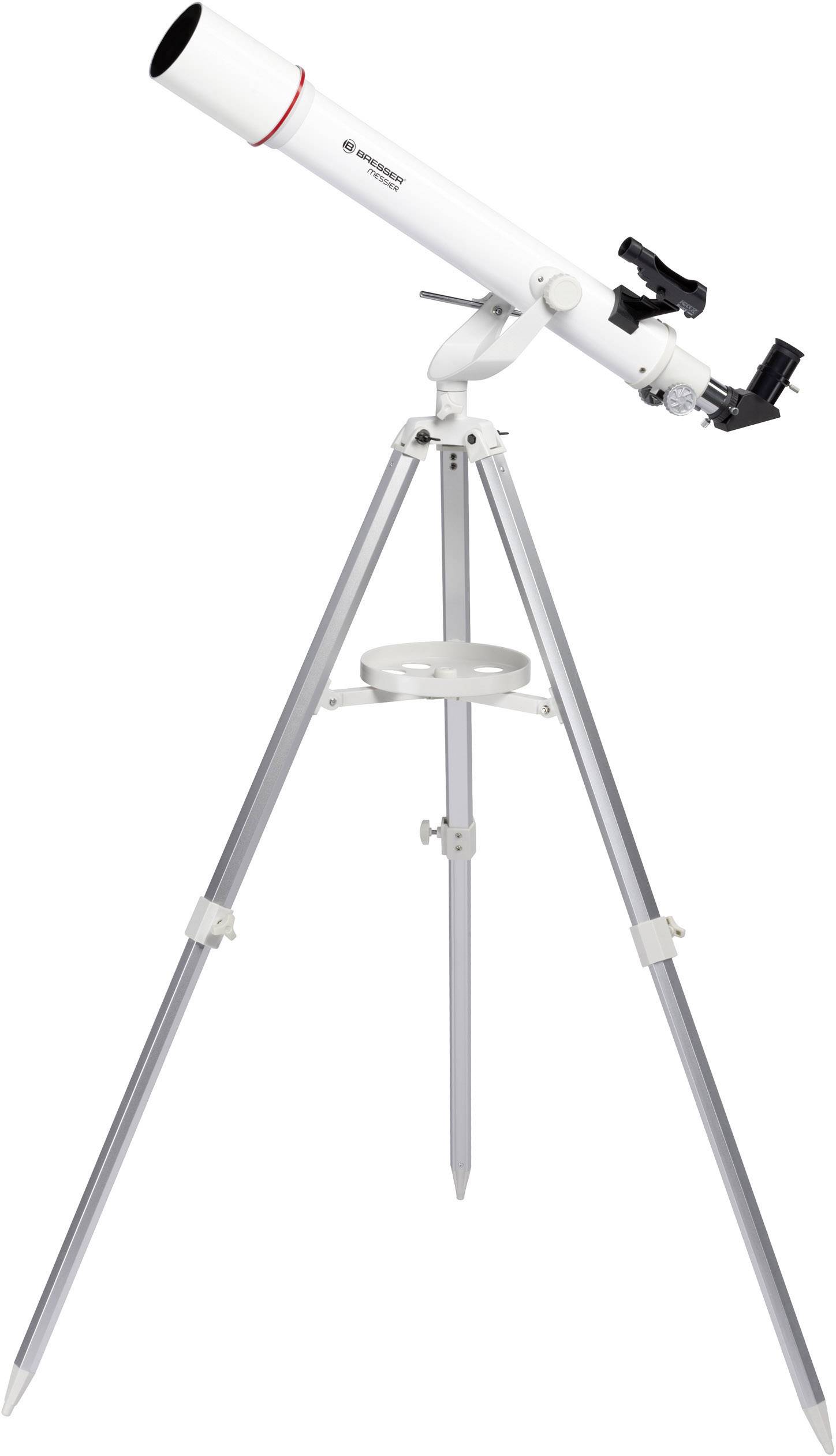 Telescopio bianco su un treppiede argentato, pronto per l'osservazione stellare. Ideale per astronomi dilettanti.