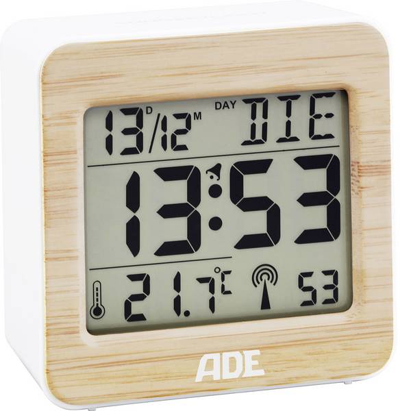 Sveglie - ADE CK1705 Radiocontrollato Sveglia Bianco, Bambù - Sveglie - ADE CK1705 Radiocontrollato Sveglia Bianco, Bambù -