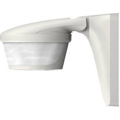 Sensore di movimento in supporto bianco montato a parete, per la sorveglianza e la sicurezza.