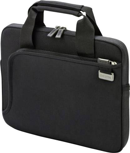 Borsa nera per laptop con cerniera e manico, adatta per un laptop o un tablet, design essenziale.