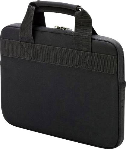 Borsa nera per laptop con manico e cerniera, adatta al trasporto di laptop o tablet.