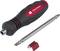 Un cacciavite nero e rosso della marca Toolcraft con due bit intercambiabili e un supporto magnetico.