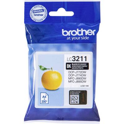 Confezione di una cartuccia d'inchiostro Brother LC3211BK. Contiene una cartuccia d'inchiostro nero. Compatibile con i modelli DCP-J772DW, DCP-J774DW, MFC-J890DW, MFC-J895DW.