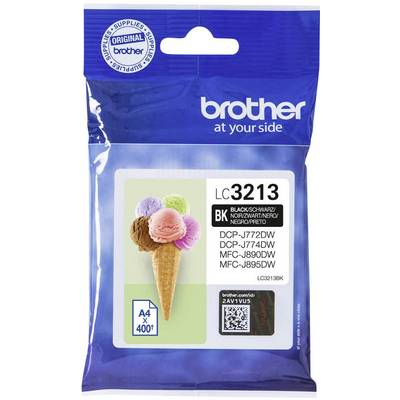 Confezione di cartucce d'inchiostro 'Brother' LC3213 BK, con motivo di palline di cialda gelata a colori. Adatta per modelli di stampanti DCP e MFC.