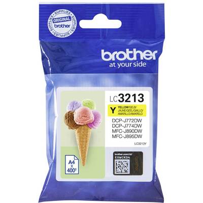 Confezione di una cartuccia per stampante con l'immagine di un cono gelato. In alto il logo 'brother', sotto le informazioni testuali sulla cartuccia.
