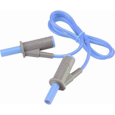 Cavo di misura blu con scritta "Voltcraft" sui connettori, idoneo per misurazioni e test elettrici.