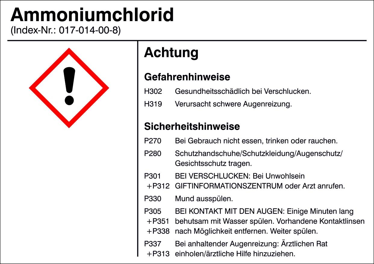 SafetyMarking 21.B1200.03 Etichetta per prodotti pericolosi G003 Cloruro di ammonio Pellicola adesiva (L x A) 105 mm x 74 mm 1 pz.