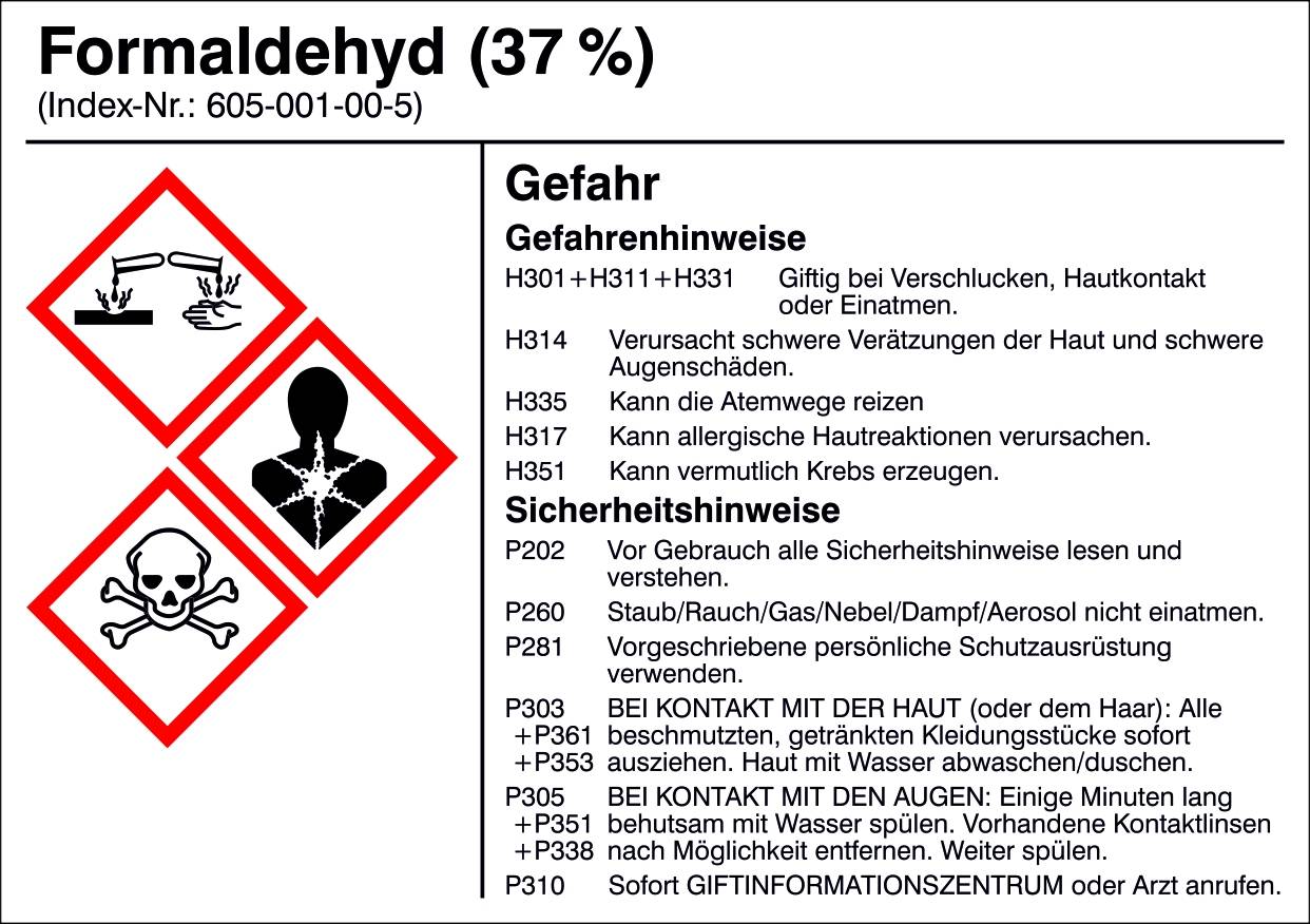 SafetyMarking 21.B1200.10 Etichetta per prodotti pericolosi G010 Formaldeide Pellicola adesiva (L x A) 105 mm x 74 mm 1 pz.