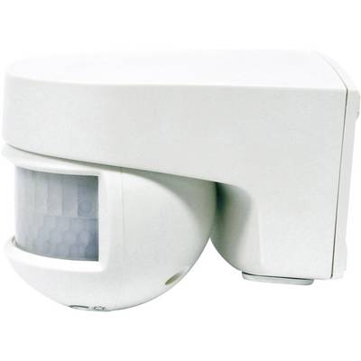 Un rilevatore di movimento bianco dal design arrotondato, adatto per il montaggio a soffitto o a parete per rilevare il movimento in un ambiente.