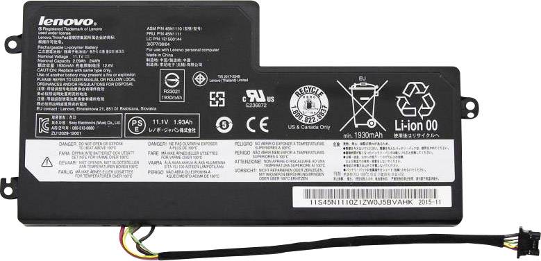 Lenovo - Laptop-Batterie - Lithium-Ionen - 3 Zellen - 2060 mAh - für ThinkPad T450 20BU, 20BV, T450s 20BW, 20BX, T460 20-0