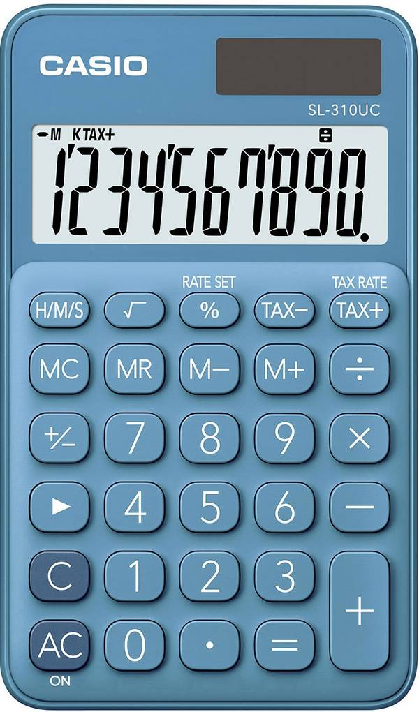 Casio SL-310UC - Taschenrechner - 10 Stellen - Solarpanel, Batterie - Blau (SL-310UC-BU)
