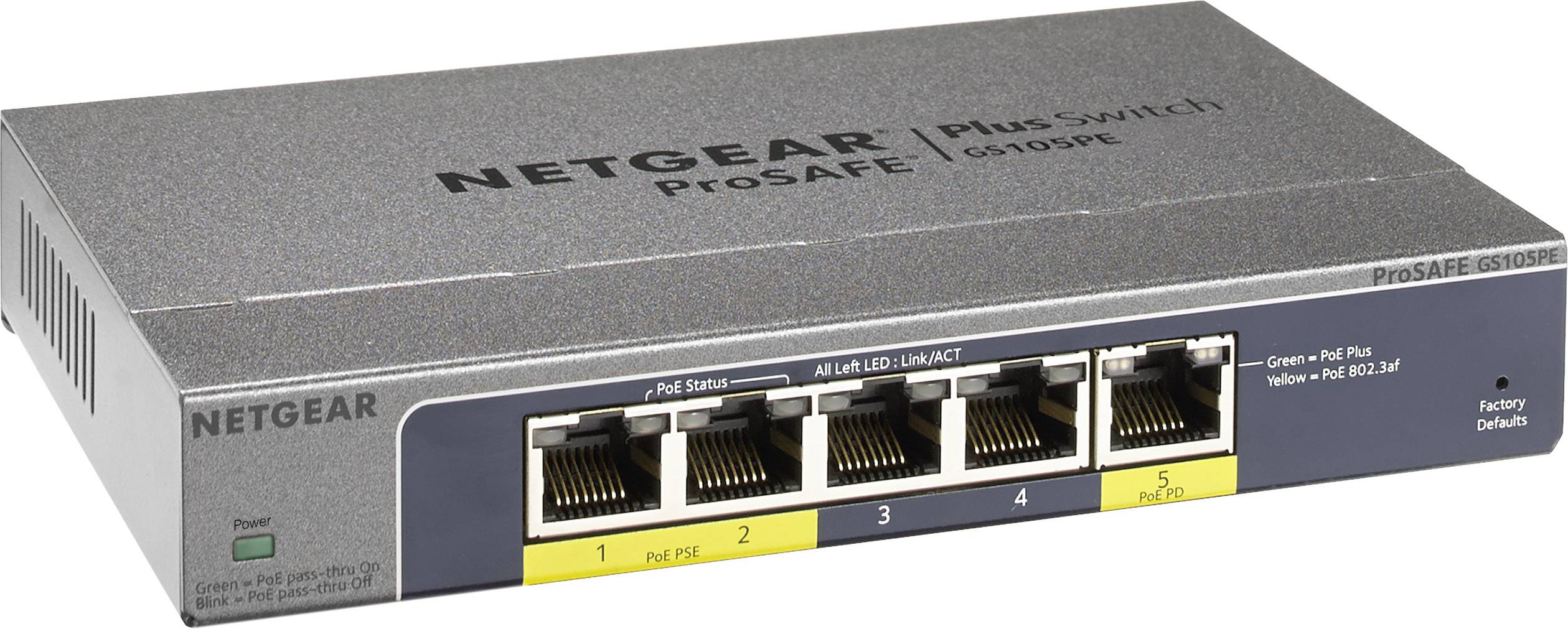 NETGEAR GS105PE-10000S Switch di rete 5 Porte Funzione PoE
