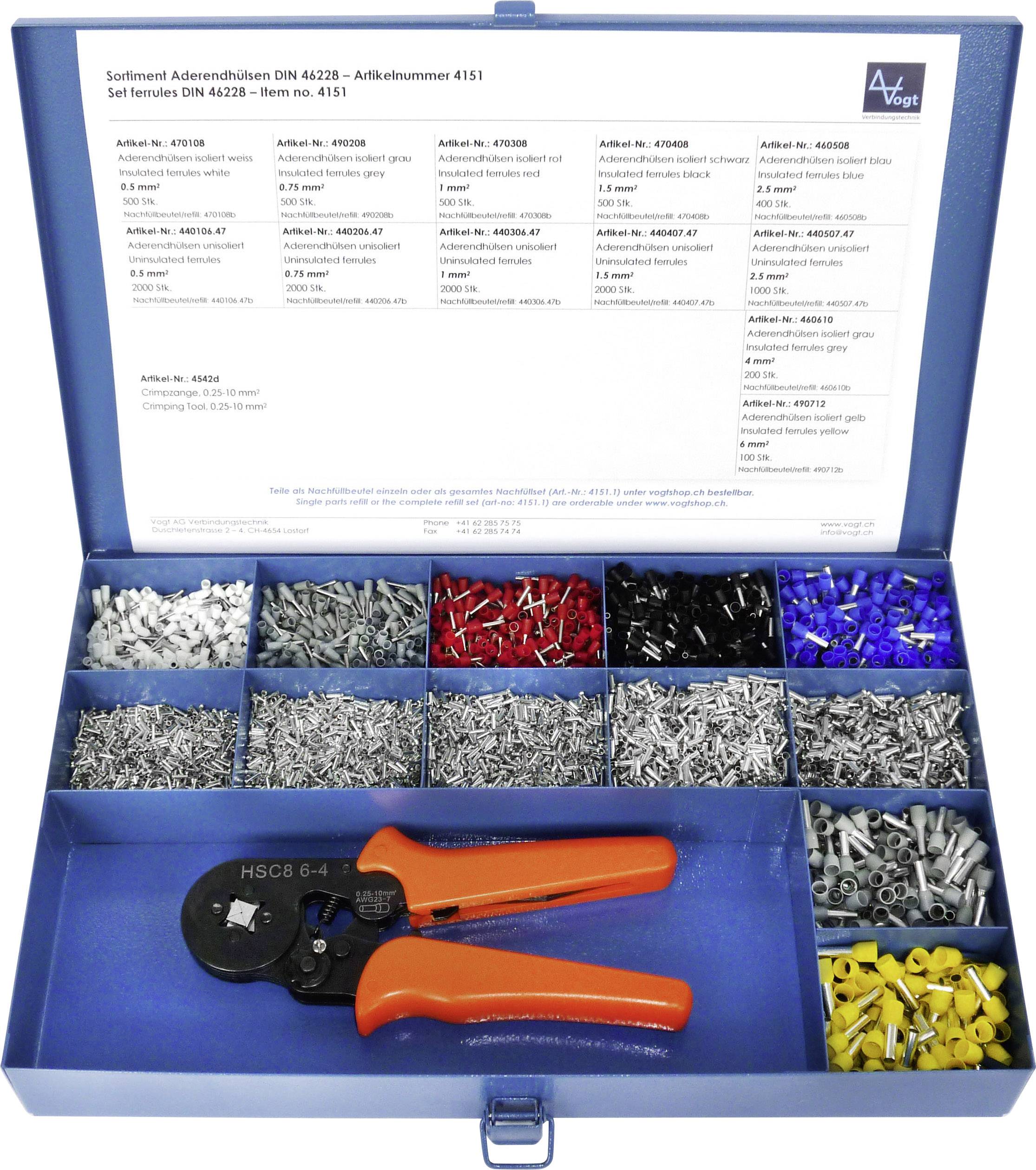 Vogt Verbindungstechnik 4151 Assortimento Capicorda Parzialmente isolato Argento, Giallo, Rosso, Blu, Grigio, Nero, Verde, Bianco 9650 pz.