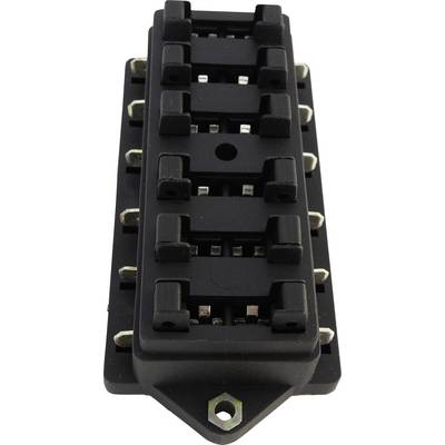 Un portafusibili elettrico nero, rettangolare, con più morsetti, idoneo per il montaggio in apparecchiature elettriche.