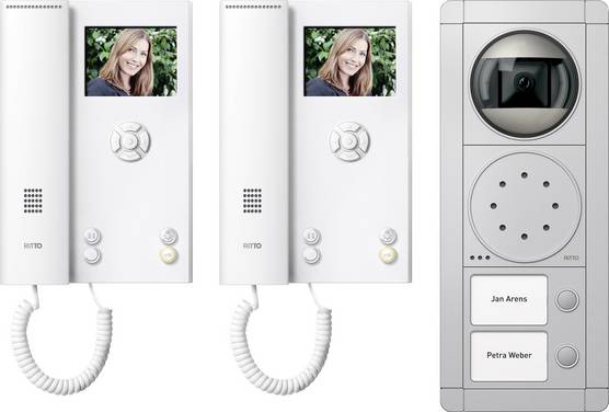Ritto by Schneider  RGE1892220    Video citofono  Cablato  Kit completo  Casa Bifamiliare  Argento, Bianco