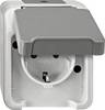 Merten 1 parte Interruttore per ambienti umidi Completo Presa schuko con coperchio ribaltabile AQUASTAR Grigio luminescente 4074945 1 pz.