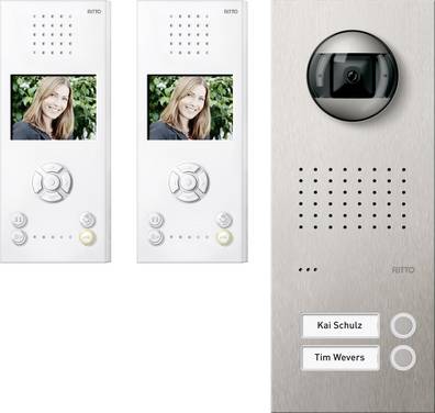 Ritto by Schneider  RGE1819625    Video citofono  Cablato  Kit completo  Casa Bifamiliare  Bianco, acciaio inox