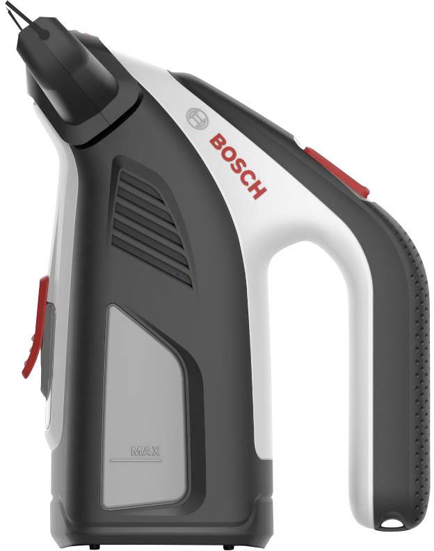 Un design di pistola per colla Bosch senza fili con impugnatura ergonomica e accenti grigi e rossi, adatto a diverse applicazioni.