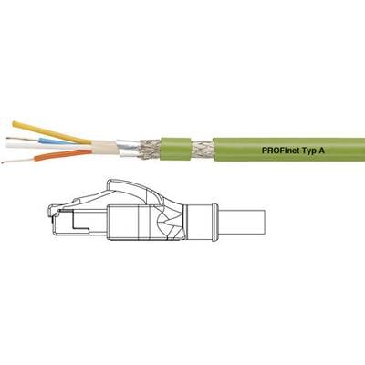 Illustrazione di un cavo PROFINET Tipo A aperto con componenti dei fili colorati e un diagramma tecnico di un connettore.