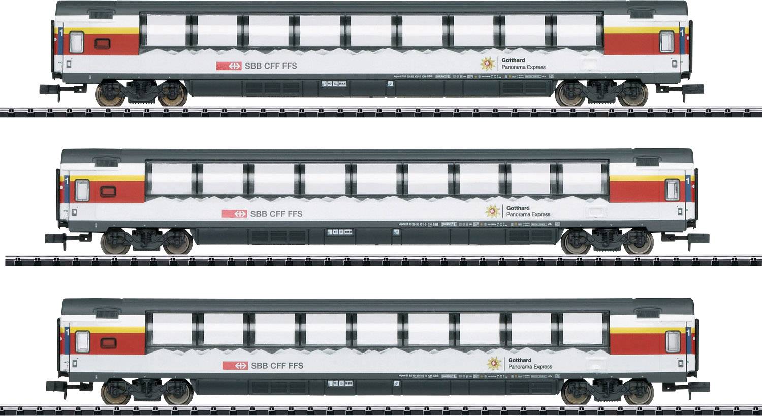 Kit da 3 pz. Schnellzugwgen di SBB MiniTrix T15674
