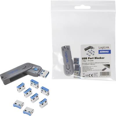 Acquista LogiLink Blocco porta USB AU0045 Kit da 8 Argento, Blu incl. 1 ...