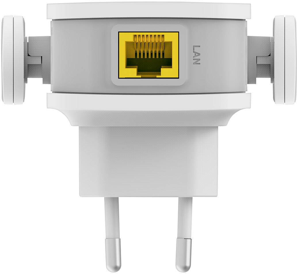 Alimentatore da spina con connessione LAN e scritta 'LAN' stampata.