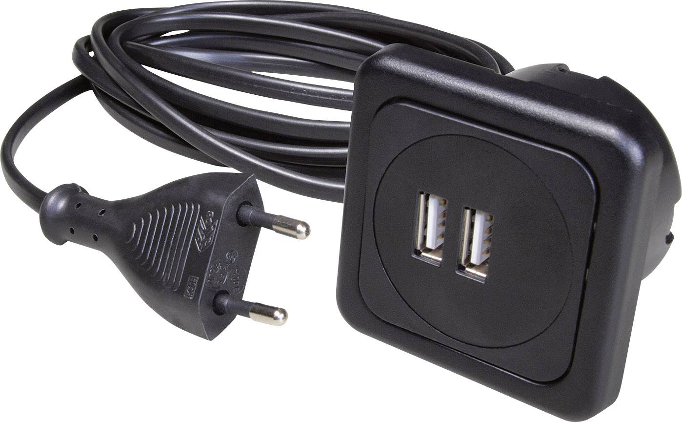interBär 9016-004.81 2 vie Presa di ricarica USB con USB IP20 Nero