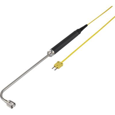 L'immagine mostra una sonda di temperatura con un lungo stelo in acciaio inossidabile e un cavo giallo per collegare i termoelementi.