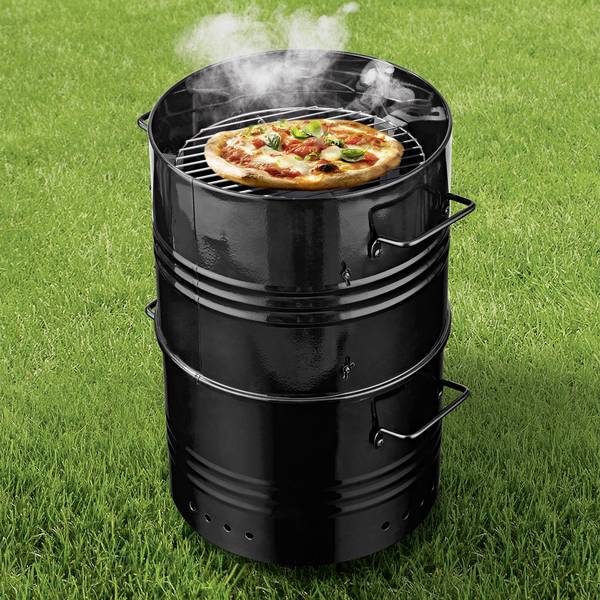 GourmetMaxx Combinato Barbecue a forma di bidone Nero ...