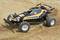 Un'auto radiocomandata con la scritta 'Hornet Racing Team', percorre una pista polverosa.
