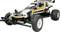 Auto da corsa telecomandato nero con design racing, su ruote bianche, con adesivi 'Hornet Racing Team 7' sui lati.
